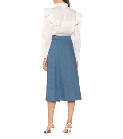Shop Apc Margaux Chambray Skirt In Blue