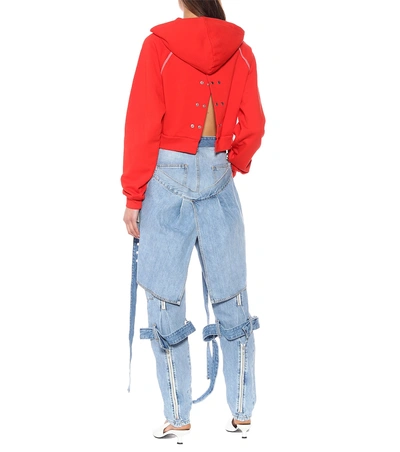 Shop Alyx Cropped Cotton Hoodie In Blue