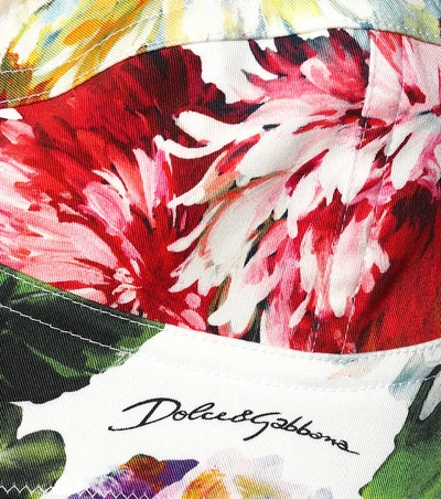 Shop Dolce & Gabbana Floral Stretch Cotton Bustier In White