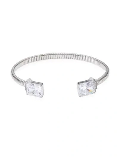 Shop Adriana Orsini Emerald Cut Rhodium-plated Flexible Cuff Bracelet