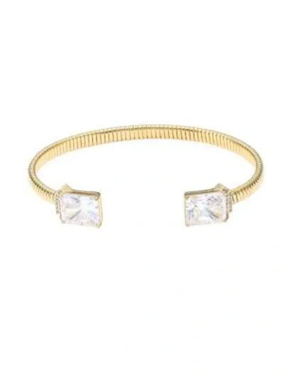 Shop Adriana Orsini Emerald Cut 18k Yellow Goldplated Flexible Cuff Bracelet In Gold-plated