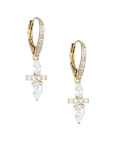 Shop Adriana Orsini 18k Goldplated Silver & Cubic Zirconia Leverback Earrings In Gold-plated