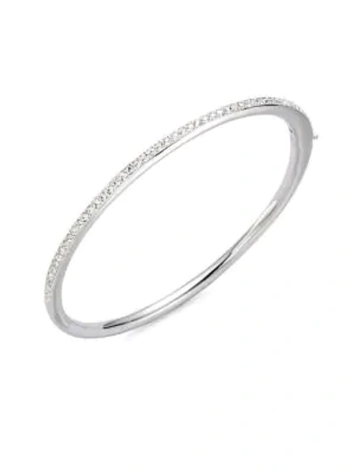 Shop Adriana Orsini Channel Cubic Zirconia Bangle Bracelet In Rhodium