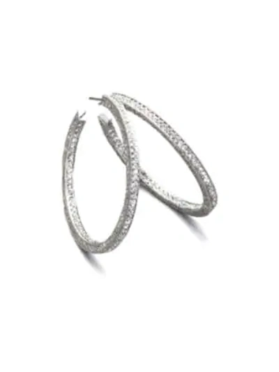 Shop Adriana Orsini Crystal Pavé Hoop Earrings/1.5" In Rhodium