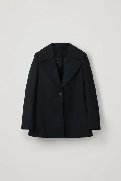 Shop Cos Cotton-twill A-line Coat In Black