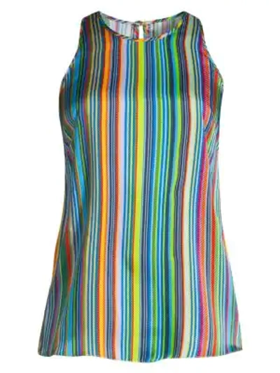 Shop Milly Rainbow Stripes Sleeveless Top In Multi