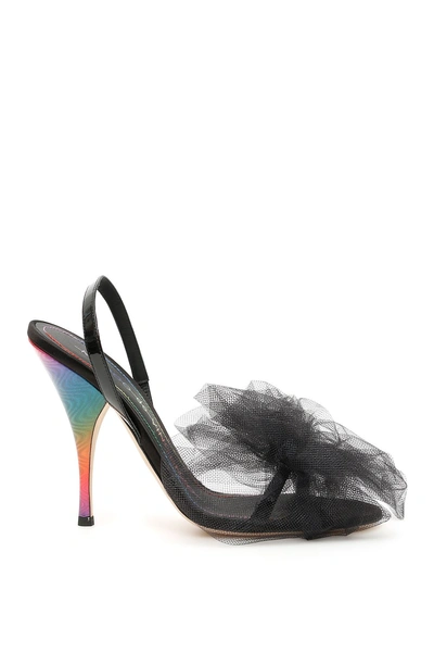 Shop Marco De Vincenzo Tulle Sandals In Black Multi (black)