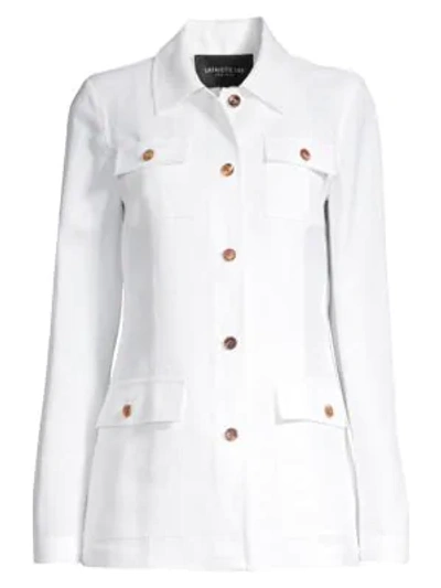 Shop Lafayette 148 Tamaya Metropolis Linen Jacket In White