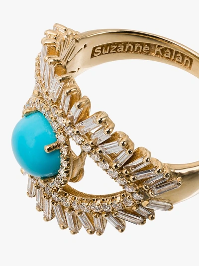 Shop Suzanne Kalan 18k Yellow Gold Evil Eye Fireworks Turquoise And Diamond Ring In Metallic