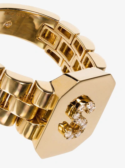Shay Metallic Initial 18k Gold Diamond Signet Ring In Metallic