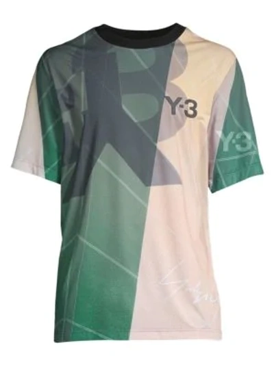 Shop Y-3 Logo Football Shirt In Sail Petro Green