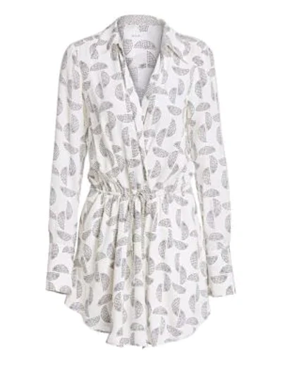 Shop A.l.c Isobel Printed Silk Dress In White Black