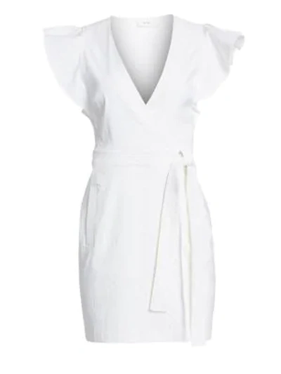 Shop A.l.c Sidelle Linen-blend Wrap Dress In Gesso