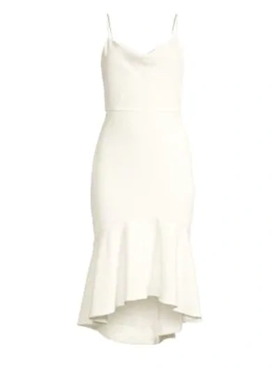 Shop Alice And Olivia Adrina Cowlneck Midi Dress In Off White