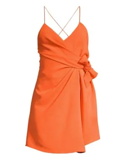 Shop Alice And Olivia Katie Tie Wrap Mini Dress In Coral