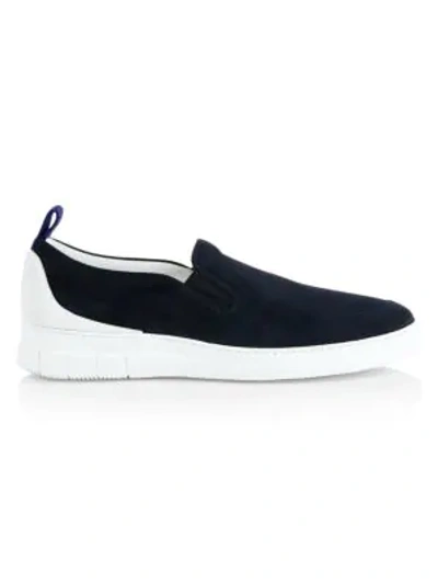 Shop Alfred Dunhill Suede Slip-on Sneakers In Light Past