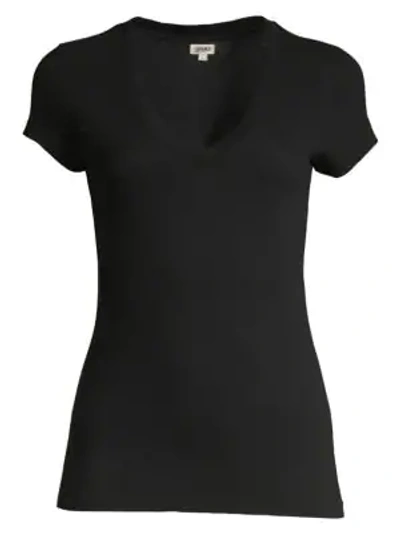 Shop L Agence Women's Becca V-neck Cotton Tee In Black