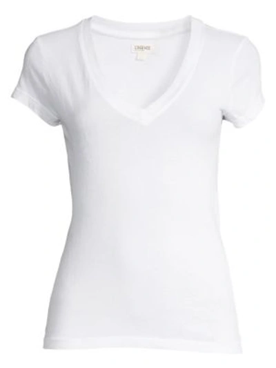 Shop L Agence Women's Becca V-neck Cotton Tee In White