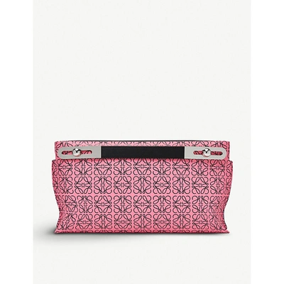 Shop Loewe Missy Repeat Small Leather And Suede Bag In Wild Rose/black