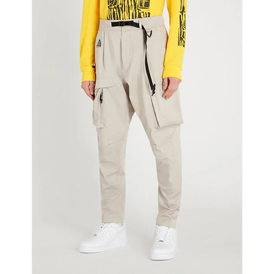 Nike Acg High-rise Cotton Cargo Trousers In Moon Particle | ModeSens