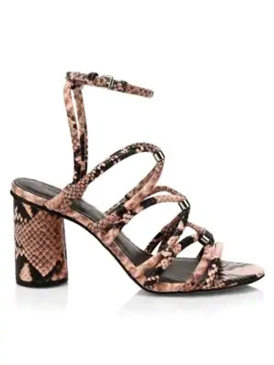 Shop Rebecca Minkoff Apolline Ankle-strap Snakeskin-embossed Leather Sandals In Rosewood