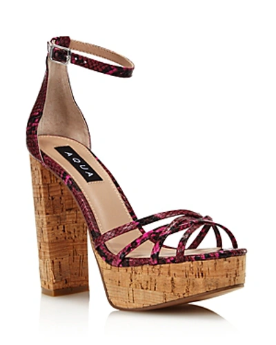 Shop Aqua Women's Milo Snake Print Platform Sandals - 100% Exclusive In Pink Snake