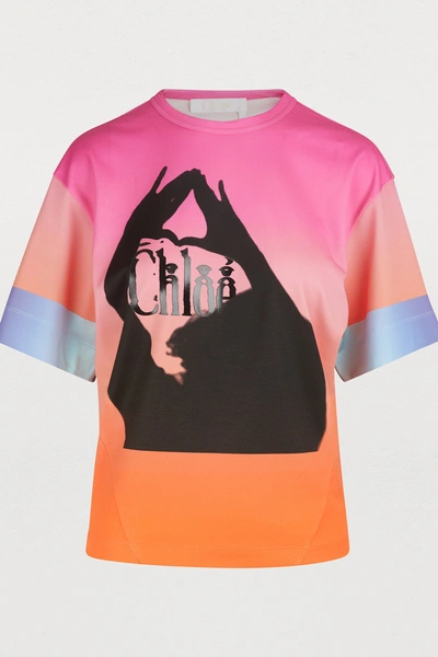 Shop Chloé Logo T-shirt In Pink - Orange 1