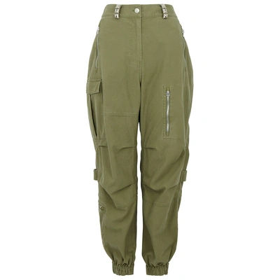 Shop Alexander Wang Washed Workwear Army Green Cotton Trousers