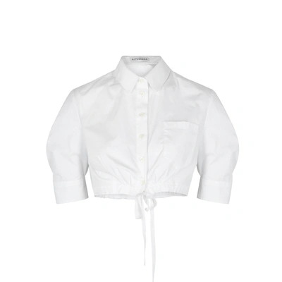 Shop Altuzarra Rosa Cropped Cotton Shirt In White