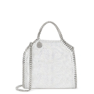 Shop Stella Mccartney Falabella Tiny Holographic Shoulder Bag In Silver