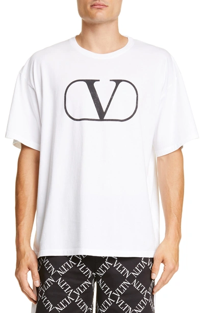 Shop Valentino Vlogo Graphic Tee In Black White