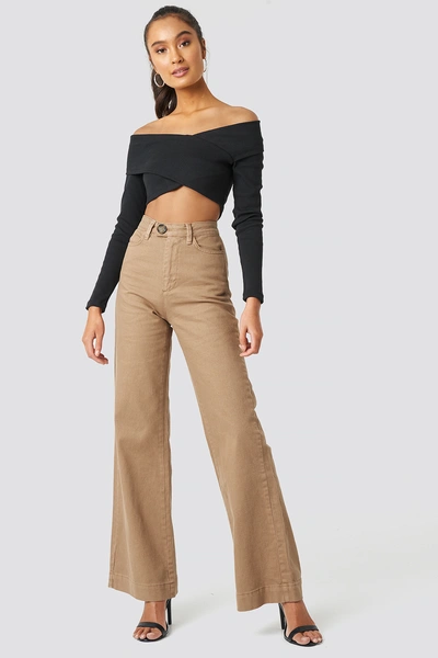 Trendyol Button Detailed High Waist Flare Jeans - Brown In Tobacco |  ModeSens