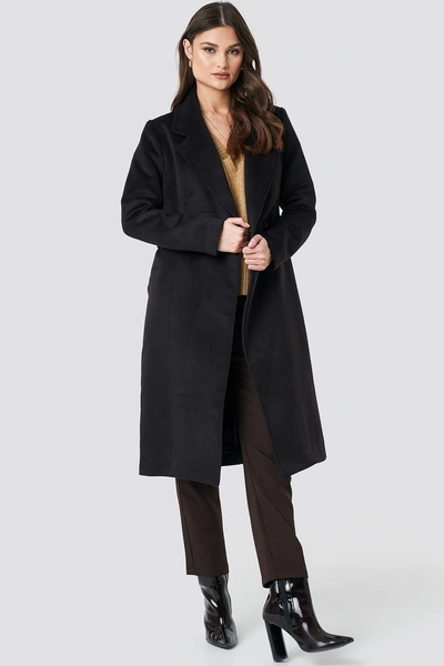 Shop Na-kd Lapel Collar Long Coat Black