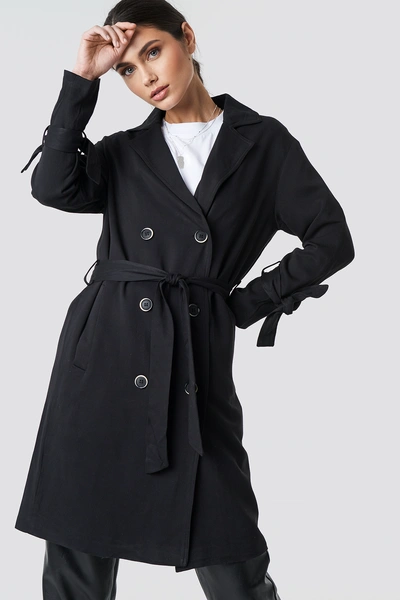 Shop Na-kd Belted Trench Coat Black