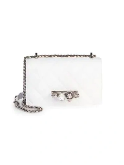 Shop Alexander Mcqueen Skull Jewelled Matelassé Leather Satchel In Ivory