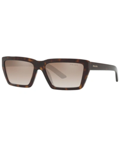 Shop Prada Sunglasses, Pr 04vs 57 In Havana/brown Grad Grey Mirror Silver