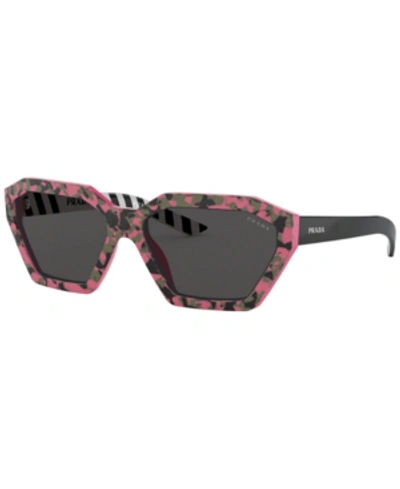 Shop Prada Sunglasses, Pr 03vs 57 In Camuflage Pink/black
