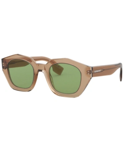 Shop Burberry Sunglasses, Be4288 46 In Transparent Brown/dark Green