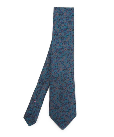 Shop Liberty London Amber Fields Silk Jacquard Tie In Blue