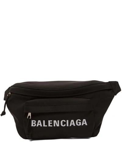 Shop Balenciaga Logo Wheel Belt Bag In Black
