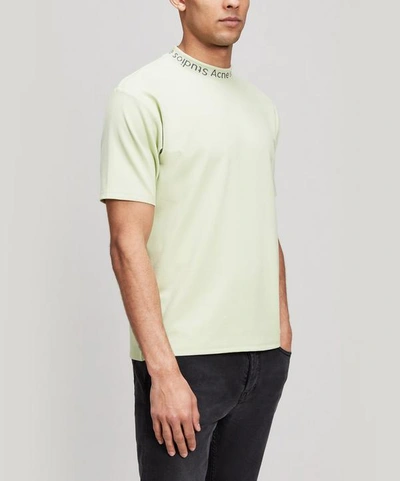 Shop Acne Studios Navid Logo Ribbed Cotton T-shirt In Green