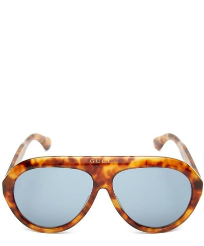 Shop Gucci Navigator Acetate Sunglasses In Blue