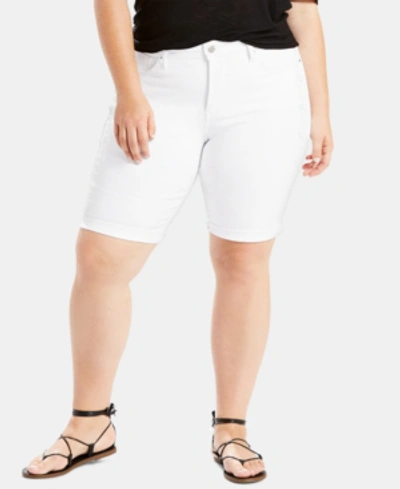 Shop Levi's Plus Size Shaping Bermuda Jean Shorts In White Jasmine