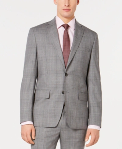Shop Dkny Men's Modern-fit Plaid Suit Jacket In Grey