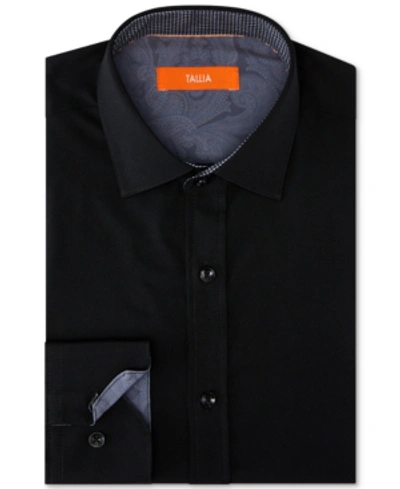 Shop Tallia Men's Slim-fit Non-iron Performance Stretch Solid Dress Shirt In Black