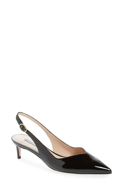 Shop Stuart Weitzman Edith Slingback Pointy Toe Pump In Black Patent