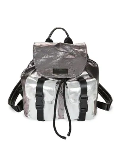 Shop Kendall + Kylie Metallic Colorblock Backpack In Silver
