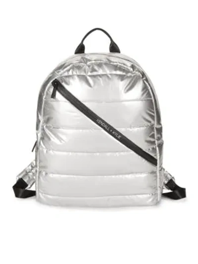 Shop Kendall + Kylie Quilted Metallic Dome Backpack In Silver