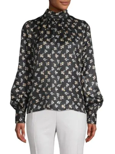 Shop Marc Jacobs Bishop-sleeve Printed Silk Top In Black Multi
