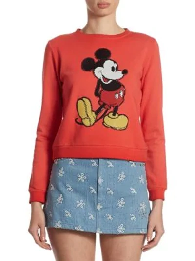 Shop Marc Jacobs Mickey Mouse Cotton Sweatshirt In Red